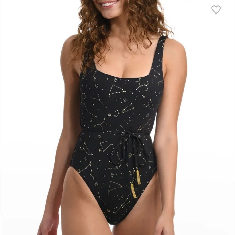 Sunshine 79 belted tank one piece zodiac astrology swimsuit S
